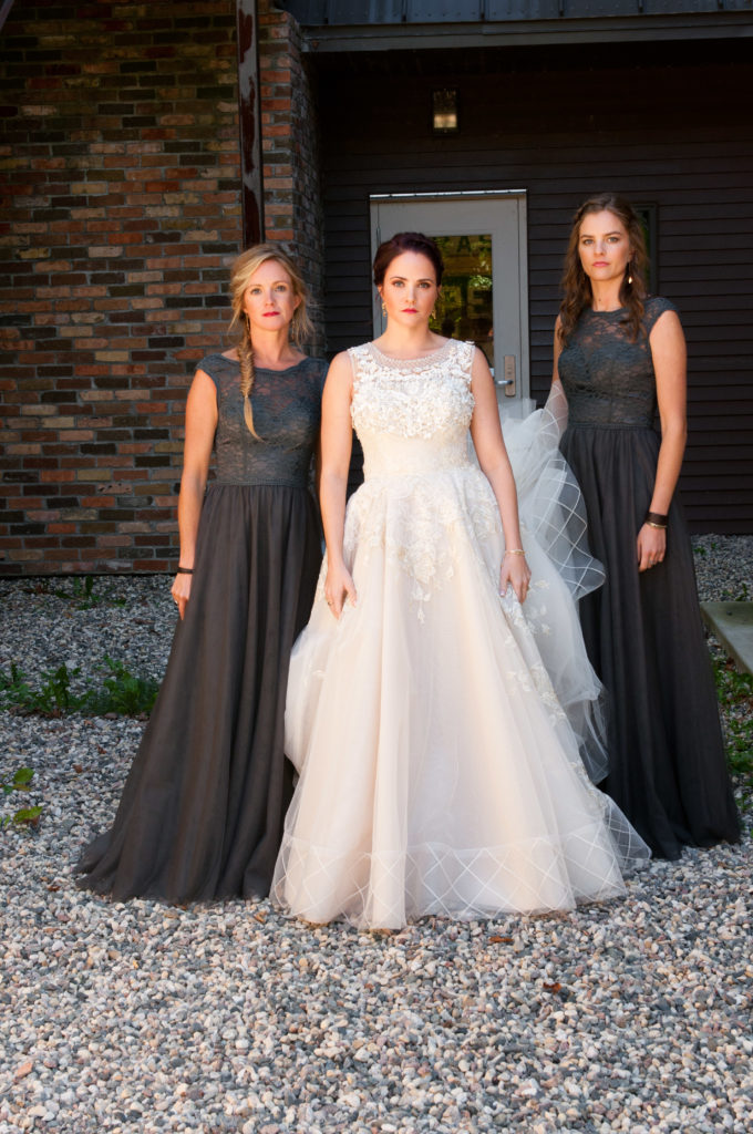Bride standing with bridesmaids in Minnesota
