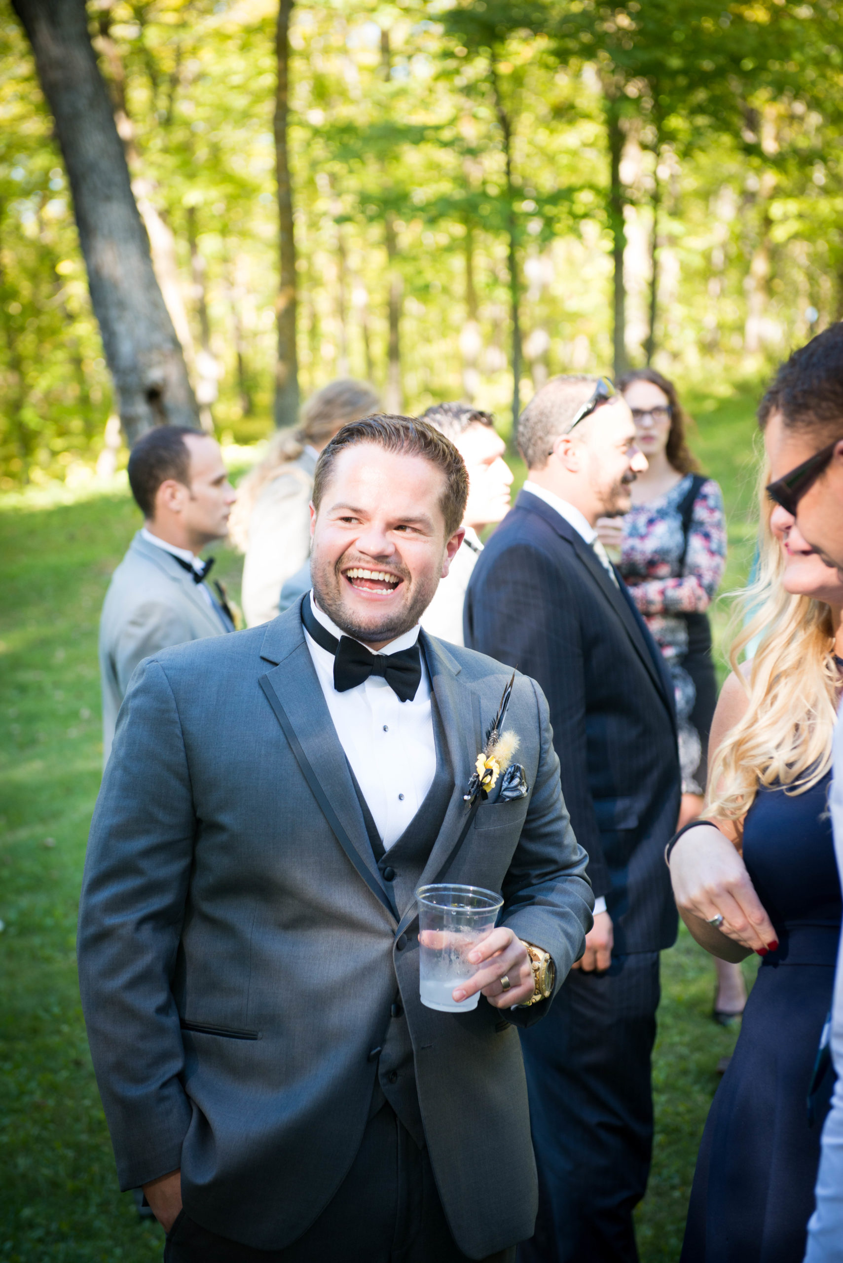 Groom smiling after ceremony in Minnesota