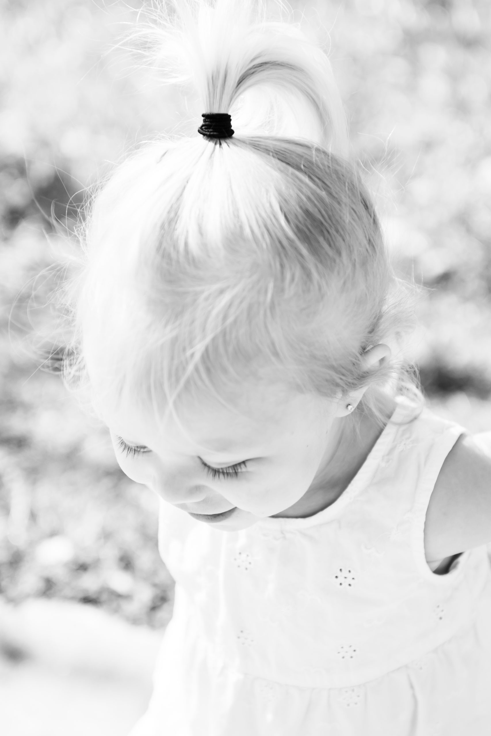 Little girl with ponytail in Nebraska park