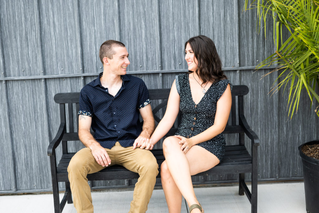 couple sitting laughing 