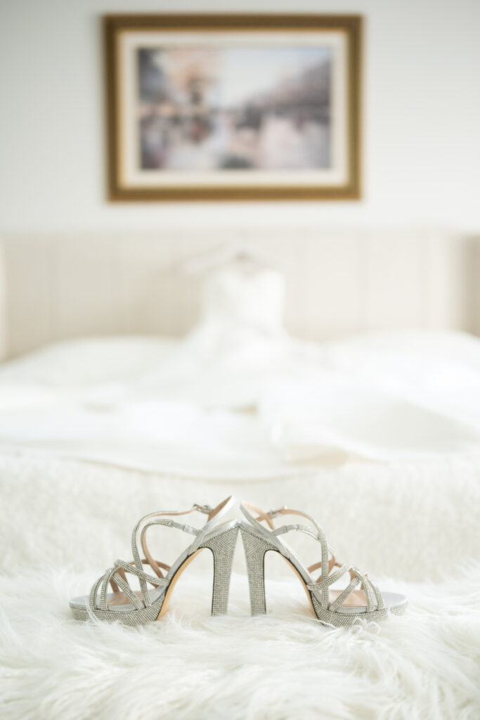 Wedding shoes ob bed 