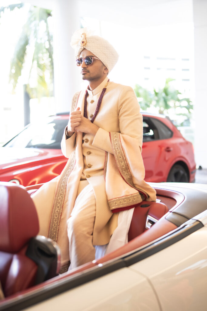 Indian groom in car 