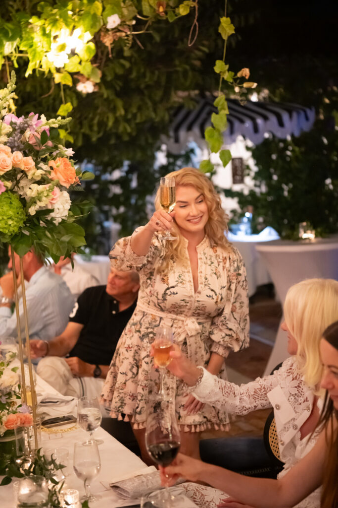 Bride cheersing her freinds